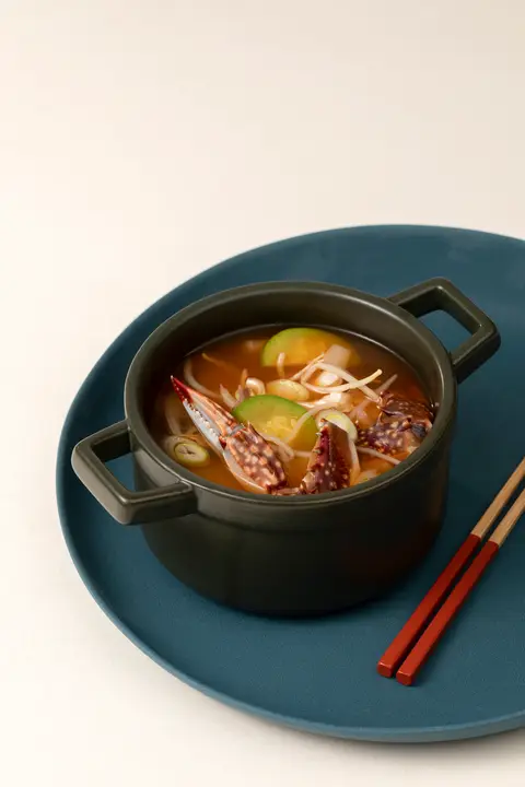 꽃게바지락찌개 완성 사진
