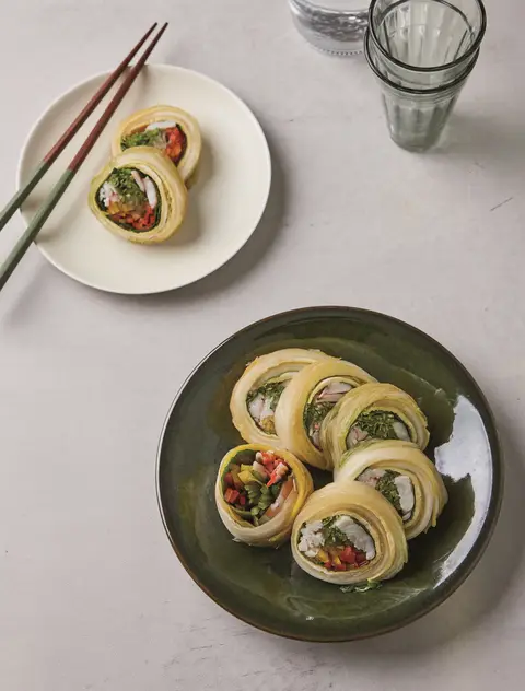 새우채소 김치롤 완성 사진
