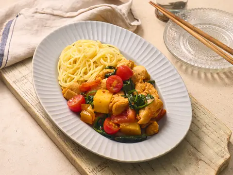 토마토시금치 닭볶음탕 완성 사진